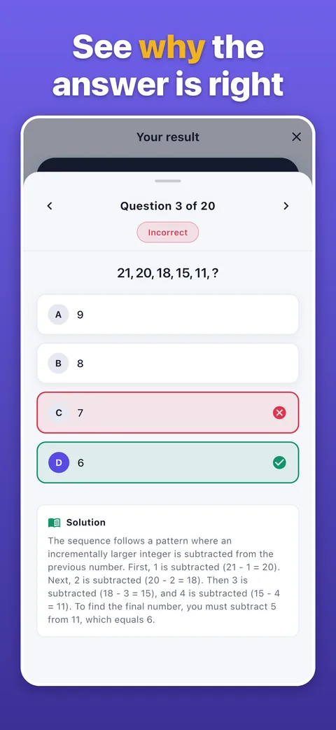 See why the answer is right: a step-by-step solution
