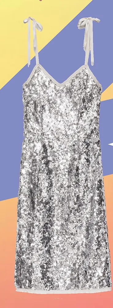 Ảnh sản phẩm: đầm sequin bạc chụp phẳng